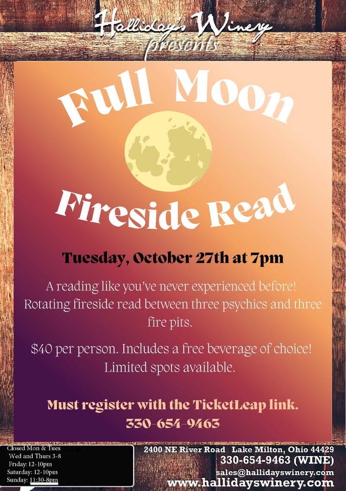 Full Moon Fireside Read at Halliday's Winery